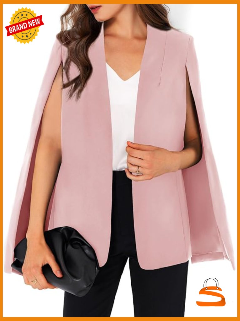 Cape Blazer Split Sleeve Open Front Casual Jacket Work Coat Blazer
